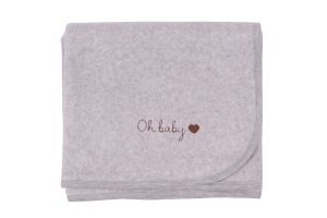 Kocyk fleece grey melange z bawełny organicznej