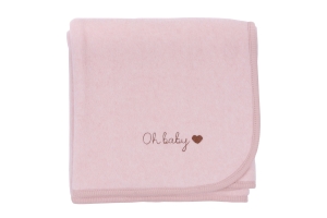 Kocyk fleece pink melange z bawełny organicznej