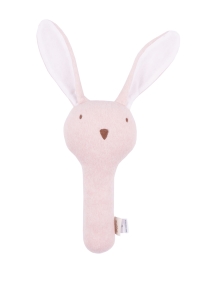Grzechotka królik organic fleece pink melange