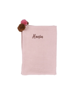 MUSLIN SWADDLE POMPON DUSTY PINK