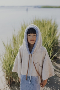 Poncho bambusowe Sand/Blue