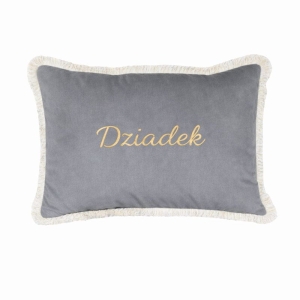 Poduszka delux z frędzlami silver grey